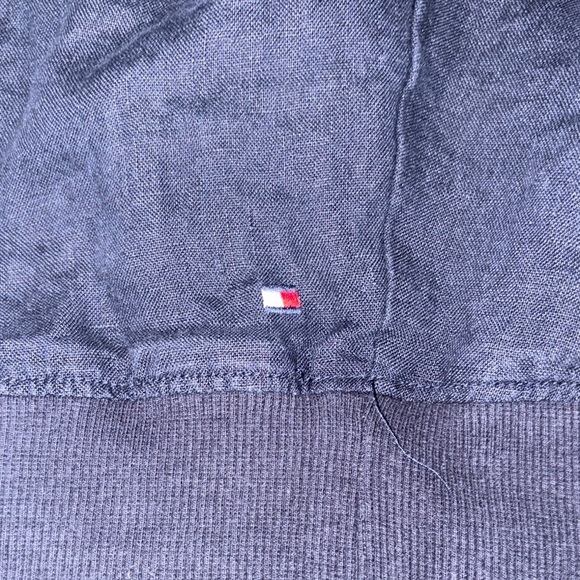 Gently Loved 100% Linen Tommy Hilfiger Navy Long Sleeve Blouson Beautiful - Picture 6 of 12